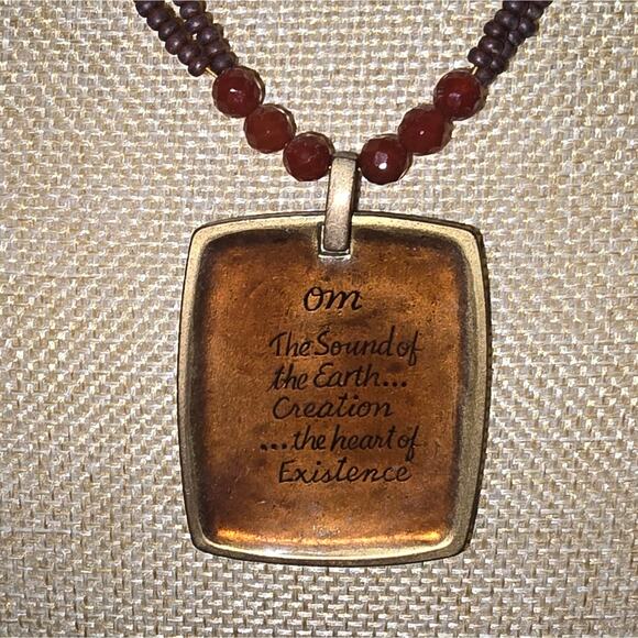 Chico's Om Elegant Brown Brass Beaded Pendant Necklace - Picture 3 of 7